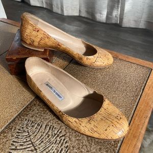 Vintage Manolo Blahnik ballet flats. Unique Sealed cork.